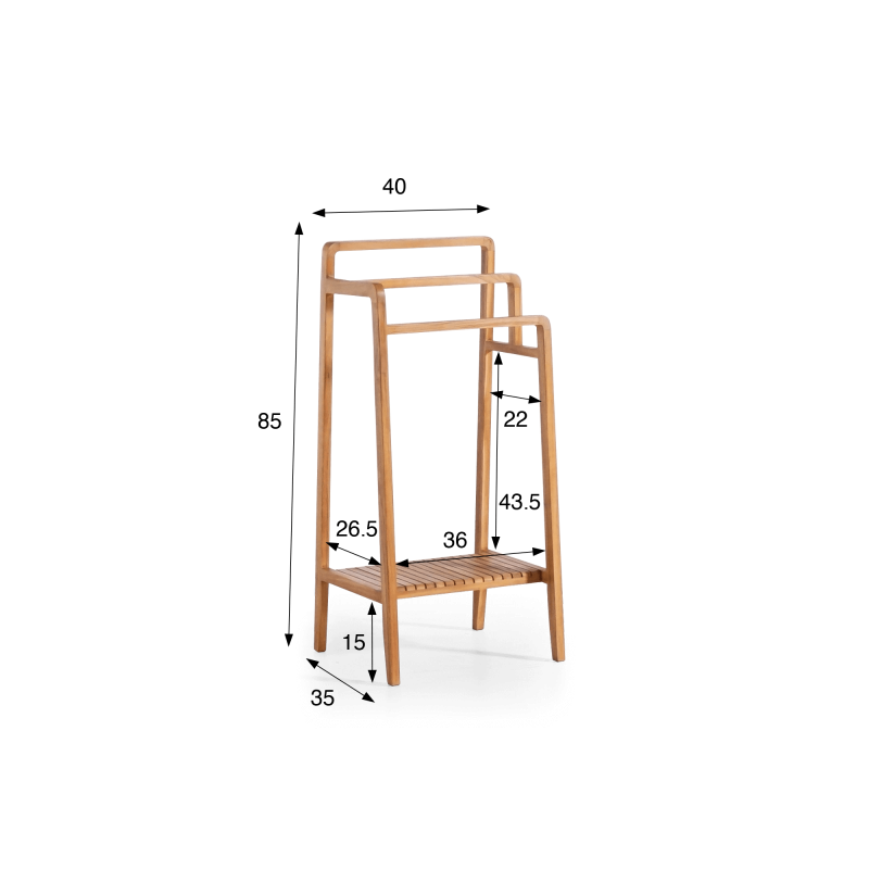 Handdoekhouder voor badkamer in massief teakhout – Devika