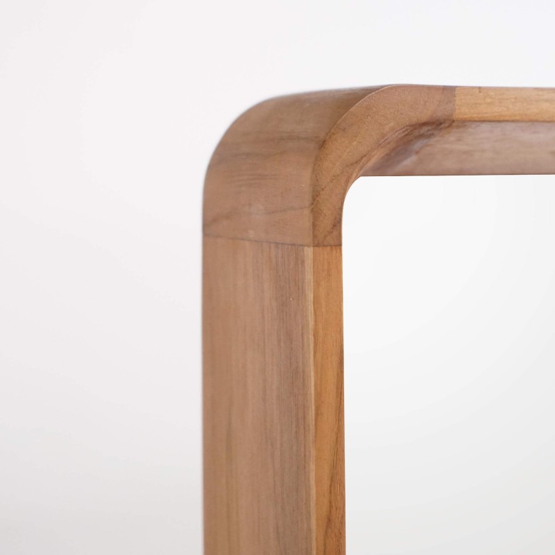 Rechthoekige spiegel in teak hout en rotan vlechtwerk