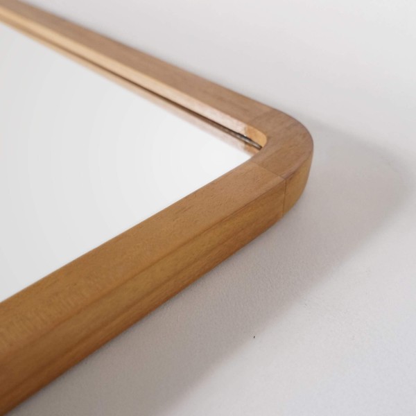 Badkamerspiegel 120 x 70 cm met teak houten rand – Devika