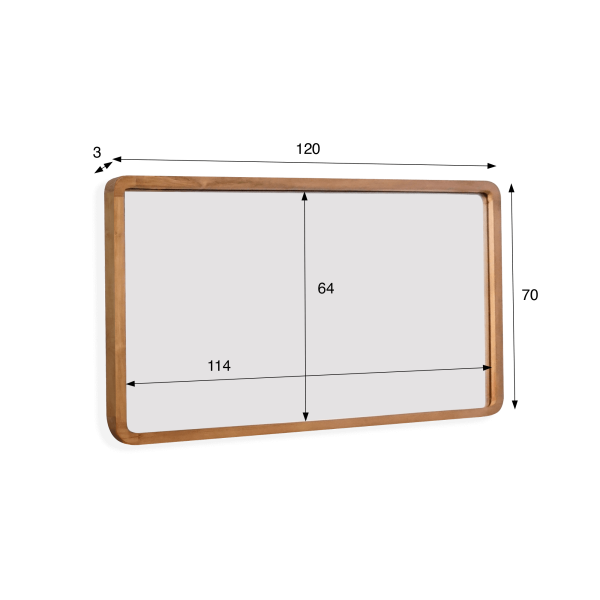 Badkamerspiegel 120 x 70 cm met teak houten rand – Devika