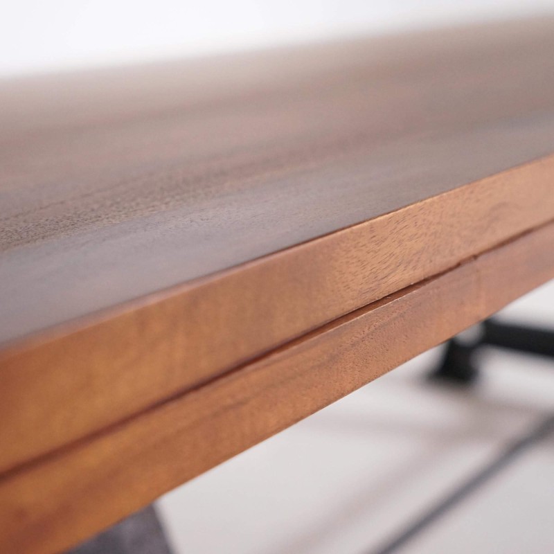 Eettafel in industriële stijl van massief hout met gietijzeren poten – Hudson
