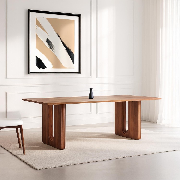 Eettafel in massief mangohout, afwerking in natuurlijke bruine tint – Noba