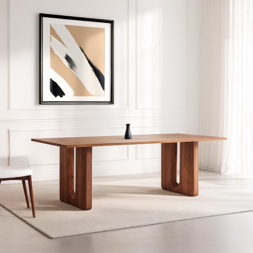 Eettafel in massief mangohout, afwerking in natuurlijke bruine tint – Noba