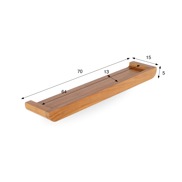 Wandplank in massief teakhout 70 cm