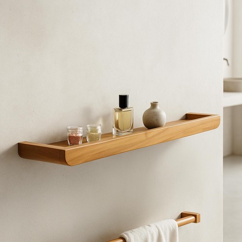 Wandplank in massief teakhout 90 cm