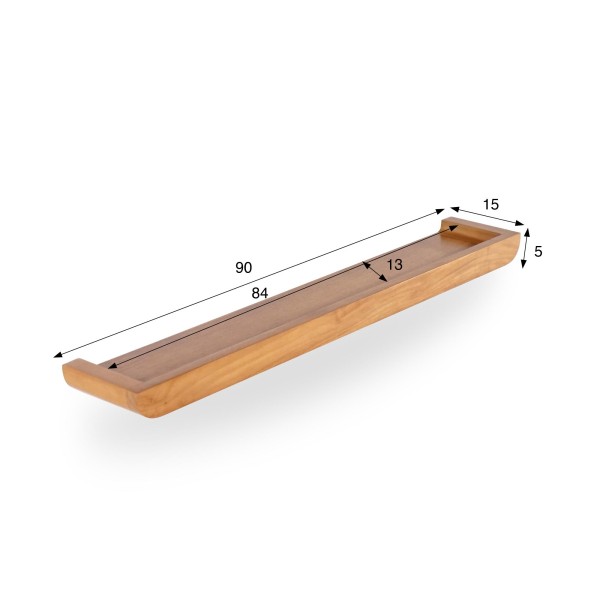 Wandplank in massief teakhout 90 cm