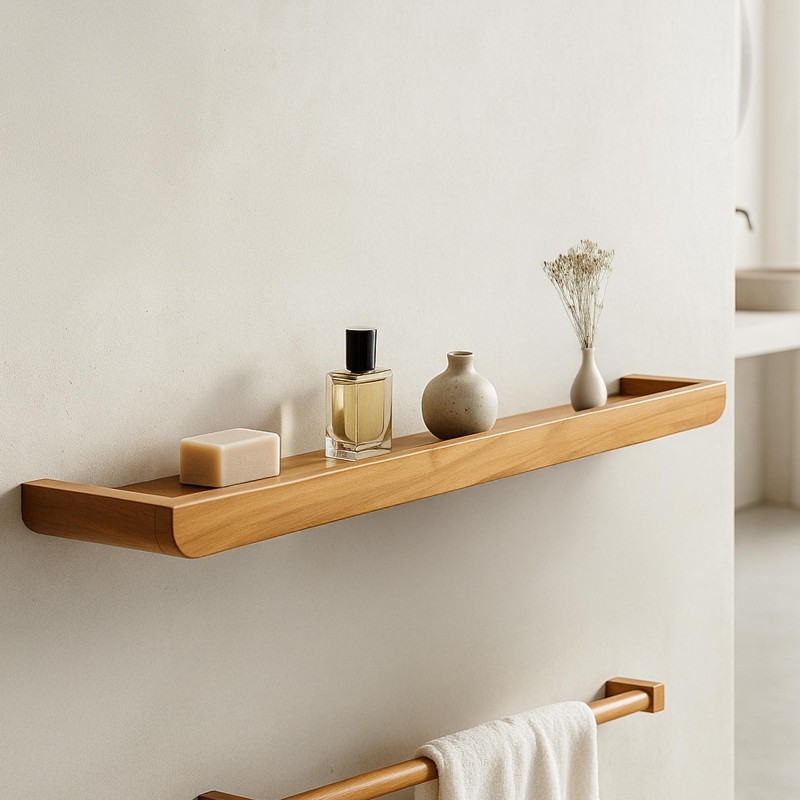 Wandplank van massief teakhout 120 cm