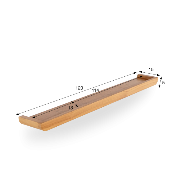 Wandplank van massief teakhout 120 cm