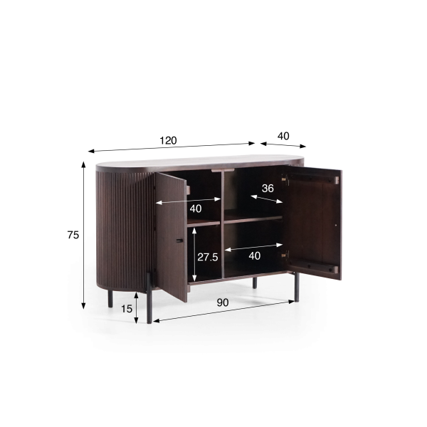 Dressoir met 2 deuren in mangohout - Sohana