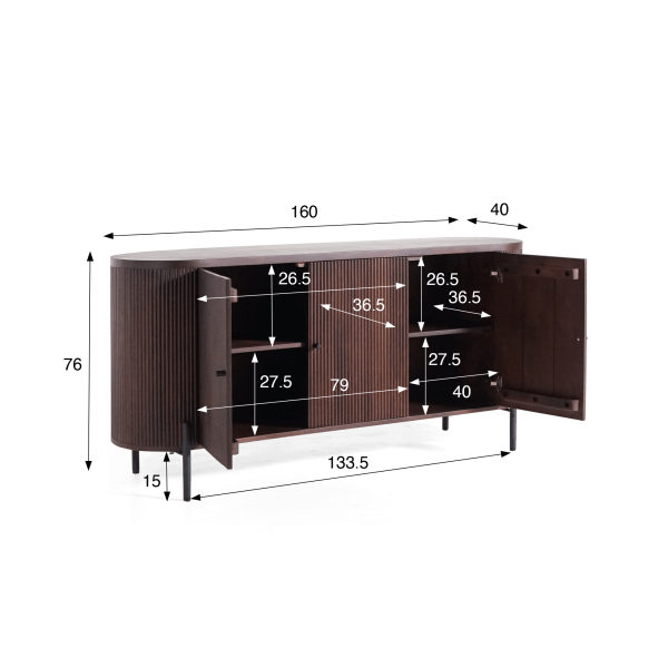 Dressoir met 3 deuren in mangohout – Sohana