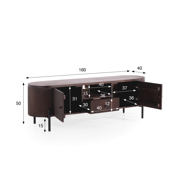 Tv-meubel van mangohout 160 cm – Sohana