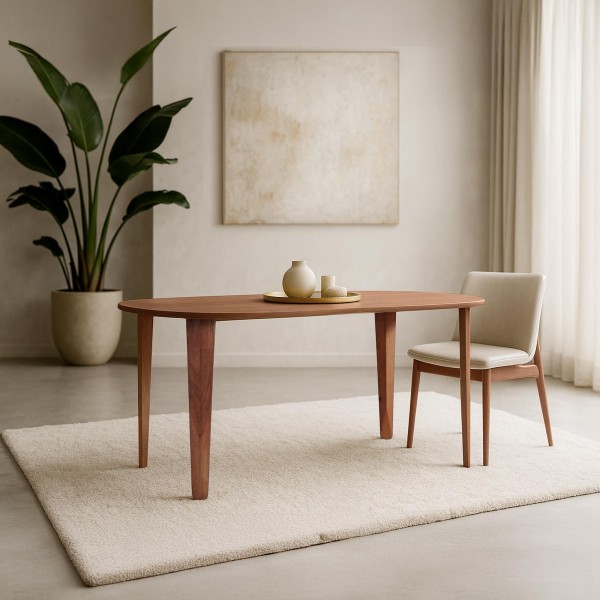 Ovalen eettafel in massief mangohout - Orama