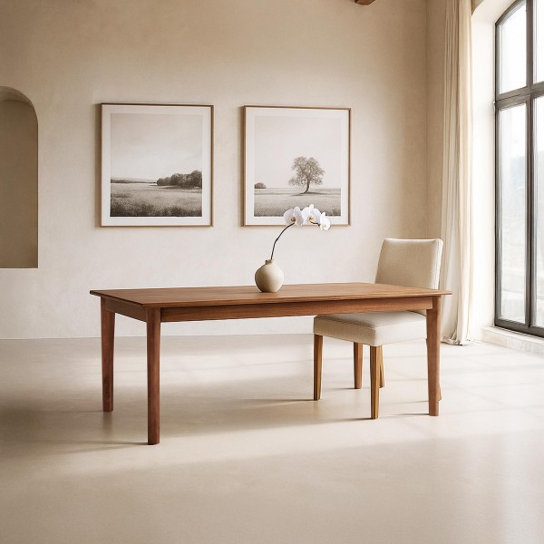 Rechthoekige eettafel in massief mangohout