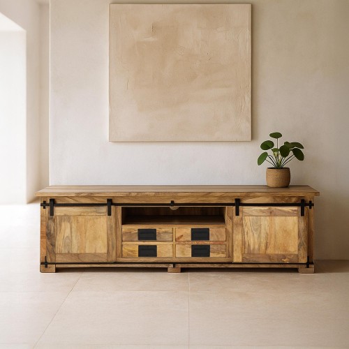 Industriële tv-meubel 180 cm met 4 lades - Paris