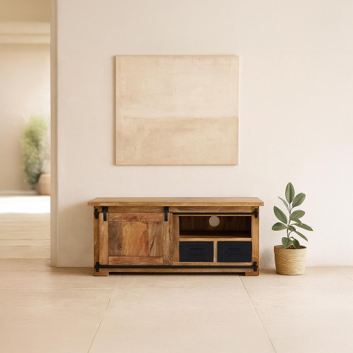 Hout en metaal industriële TV-meubel 120 cm - Paris