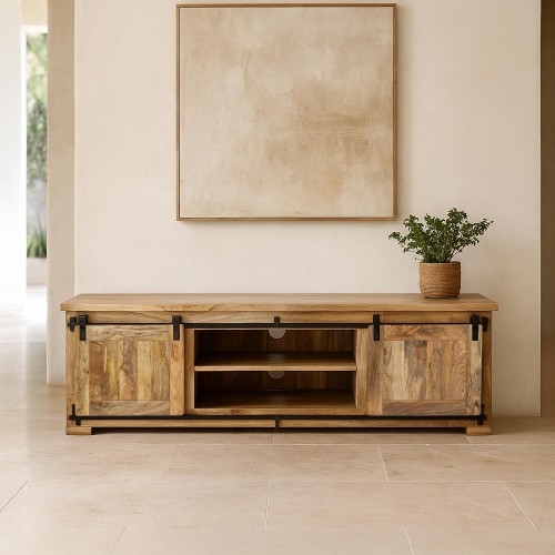 Hout en metaal industriële TV-meubel 180cm - Paris