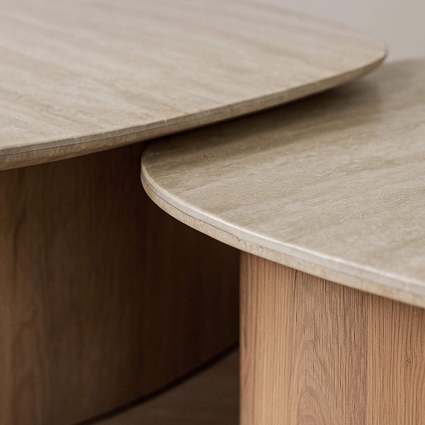 Hedendaagse salontafel in travertin-keramiek (set van 2) – Tavola