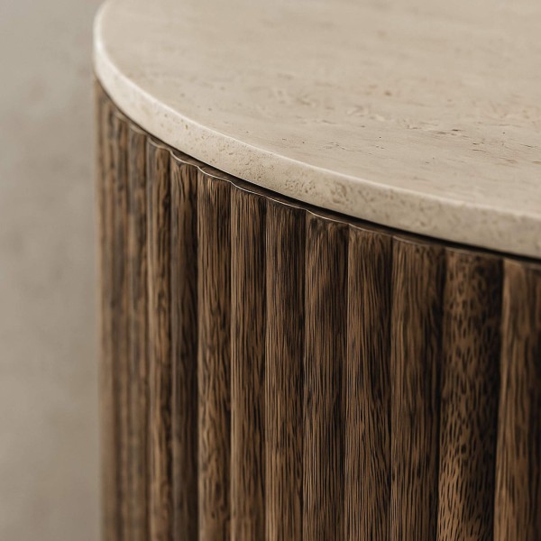 Halfronde salontafel in massief mangohout (set van 2) – Nuovo