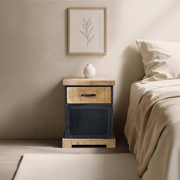 Nachtkastje van hout en metaal - Cambridge