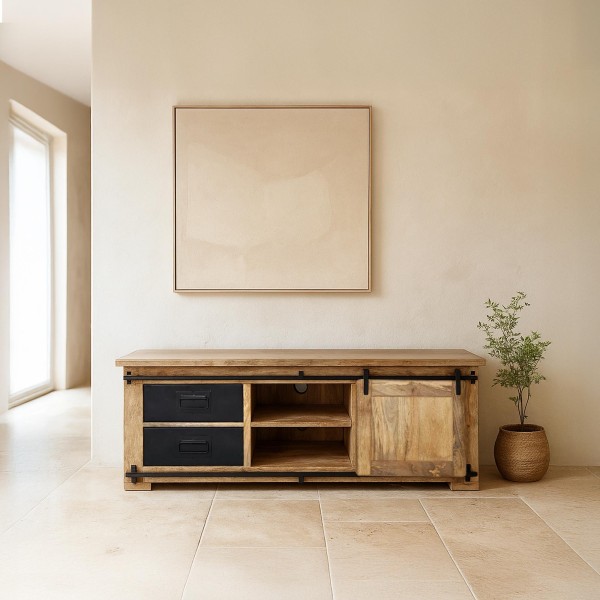 TV-meubel van industrieel hout en metaal 140 cm - Paris