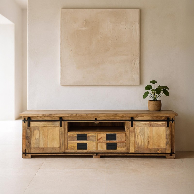 Industriële tv-meubel 180 cm met 4 lades - Paris