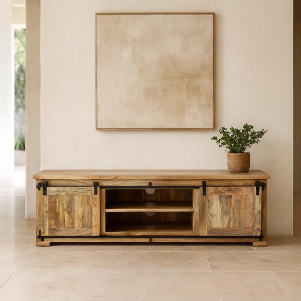 Hout en metaal industriële TV-meubel 180cm - Paris