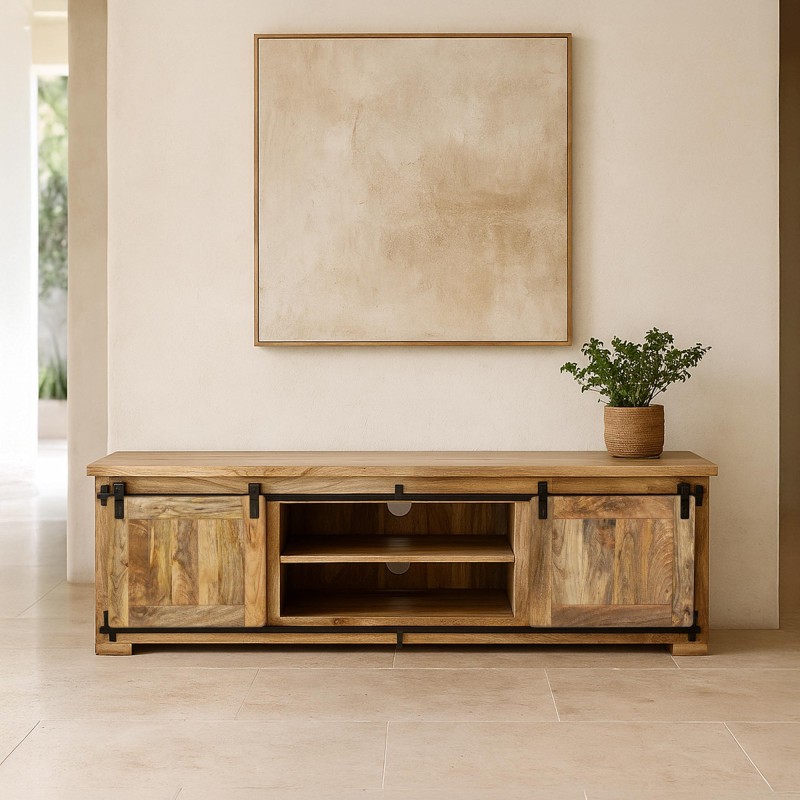 Hout en metaal industriële TV-meubel 180cm - Paris