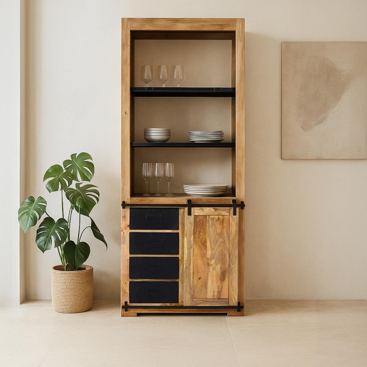 Boekenkast van hout en metaal 90cm - Paris