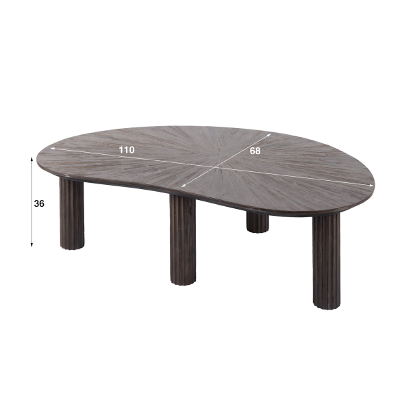 Organische salontafel in teakhout, bruine kleur – Ovo