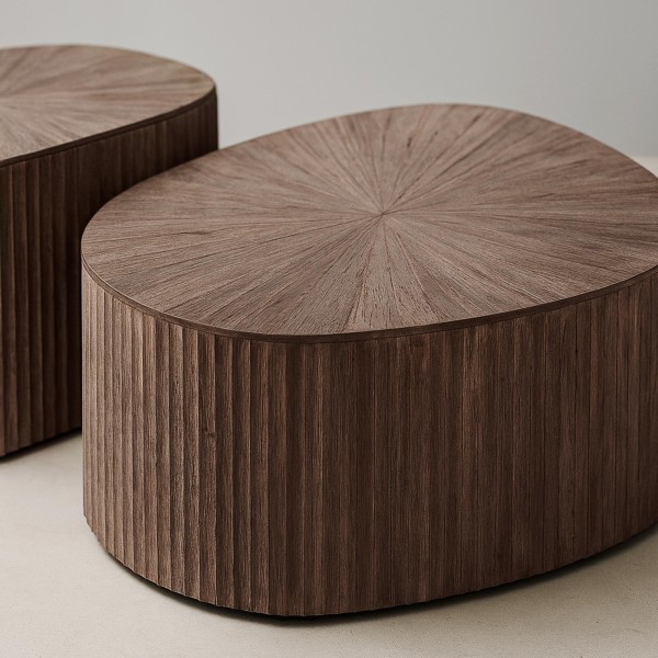 Tafelset in organische vorm in teakhout (set van 2) – Ovo