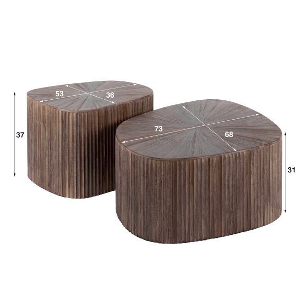 Tafelset in organische vorm in teakhout (set van 2) – Ovo