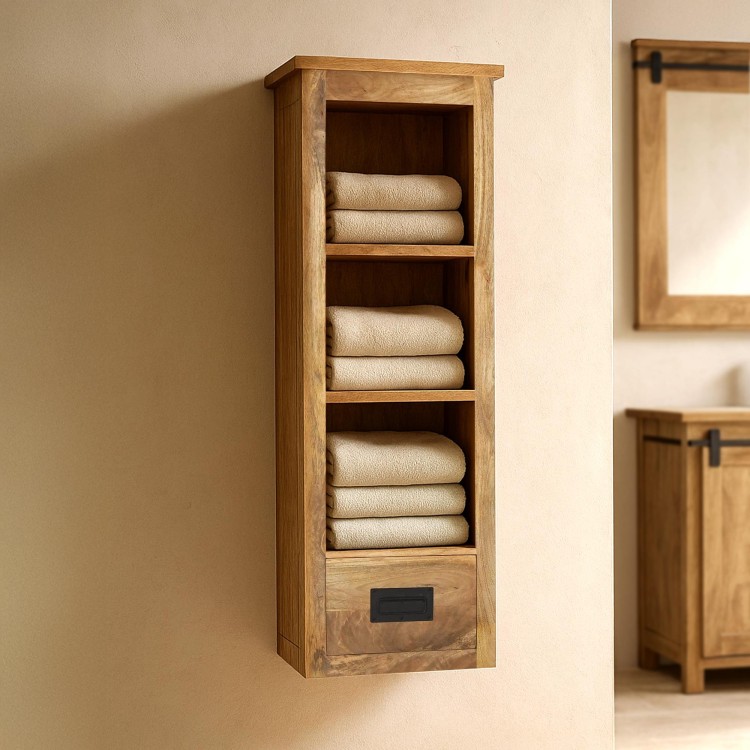 Kolomkast voor de badkamer in hout en metaal – Paris