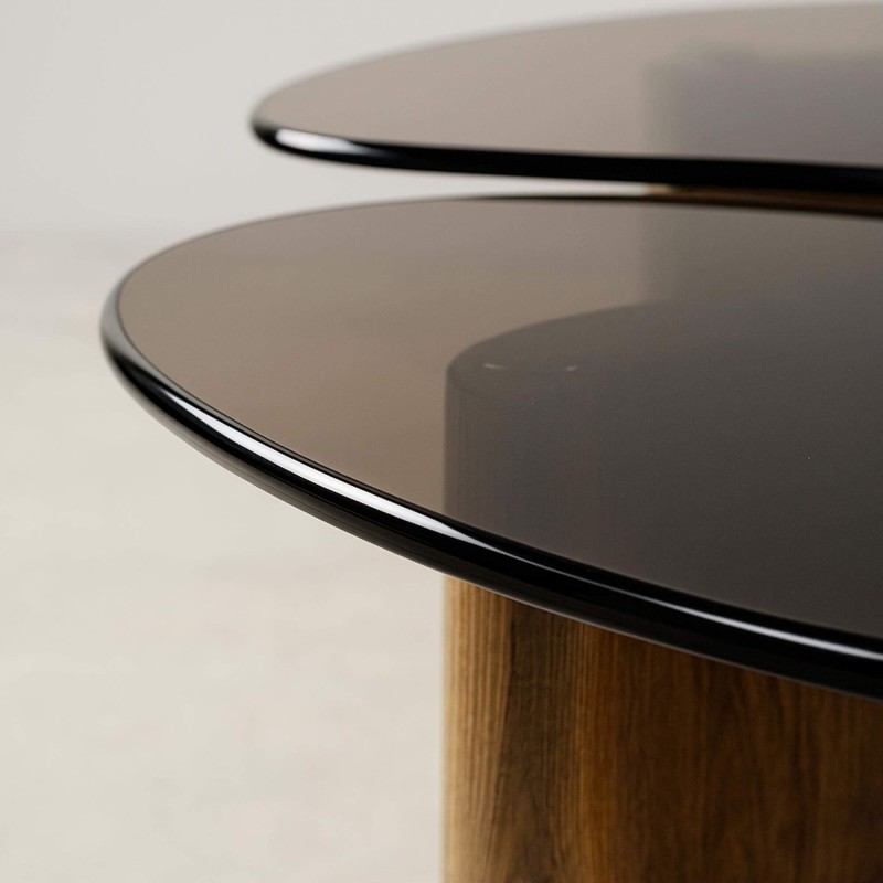 Salontafel in organische vorm met glazen blad (set van 2) – Tinto