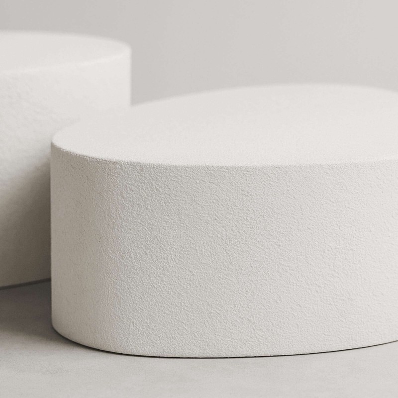 Design witte salontafel in composietmarmer (set van 2) – Arco