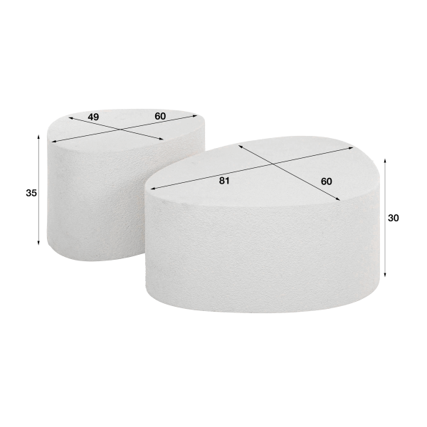 Design witte salontafel in composietmarmer (set van 2) – Arco