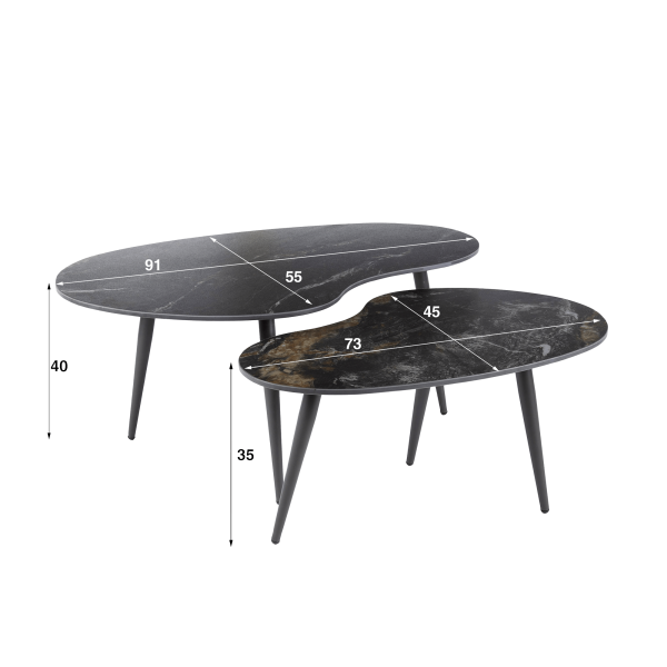 Set van 2 organisch gevormde keramische salontafels