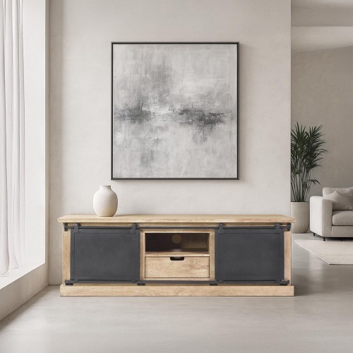 Tv-meubel massief hout en metaal in industriële stijl 150 cm – Detroit