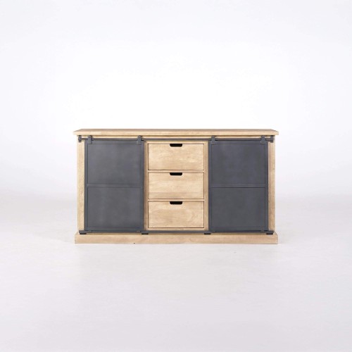 Industrieel dressoir van massief hout en metaal 150 cm - Detroit