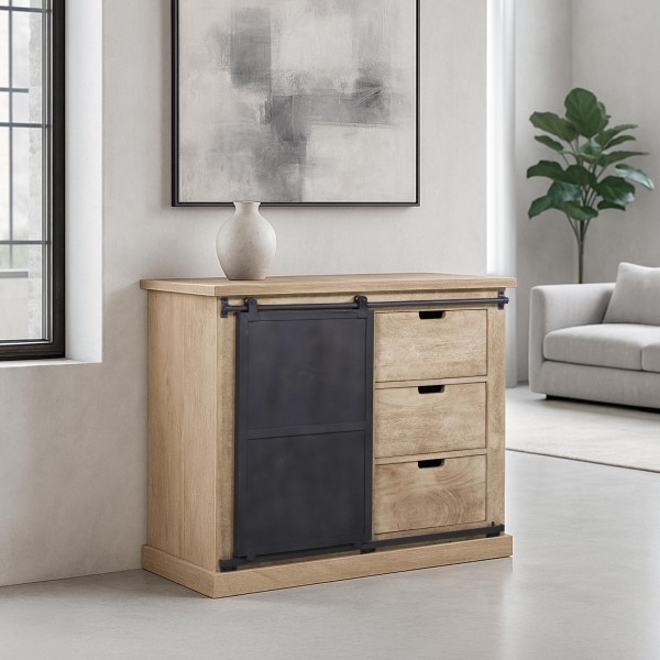 Buffet in industriële stijl van massief hout en metaal 100 cm – Detroit