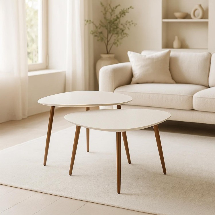 Design witte salontafel in composietmarmer (set van 2) – Arco