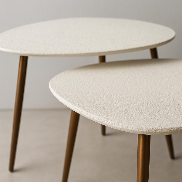 Design witte salontafel in composietmarmer (set van 2) – Arco