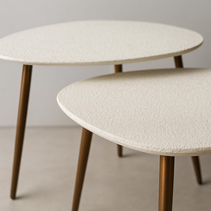 Design witte salontafel in composietmarmer (set van 2) – Arco