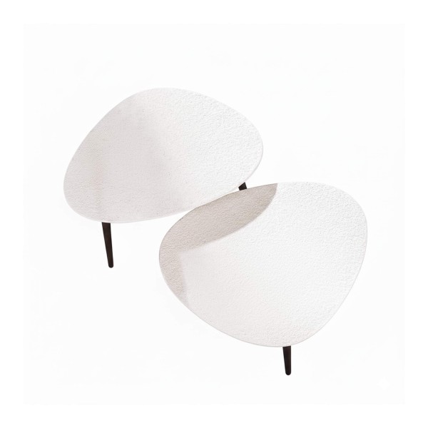 Design witte salontafel in composietmarmer (set van 2) – Arco