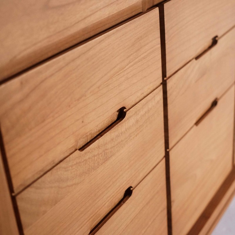 Badkamermeubel met dubbele waskom in massief hout, glanzend wit – Ashwini