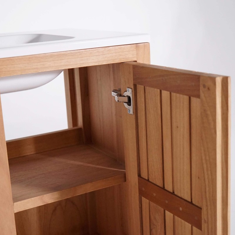 Badmeubel met één waskom in massief hout, hoogglans wit – Satya