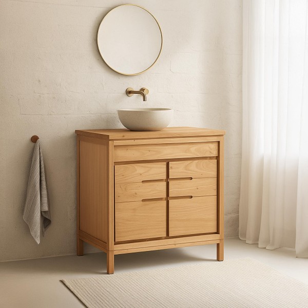 Massief houten badmeubel 80 cm - Ashwini