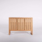 Badmeubel met dubbele waskom in massief hout, hoogglans wit – Satya