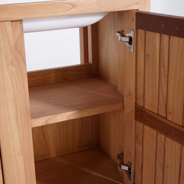 Badmeubel met dubbele waskom in massief hout, hoogglans wit – Satya