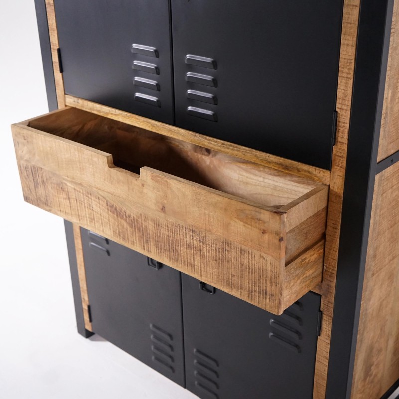 Kast in massief mangohout met metalen deur 60 cm – Kansas
