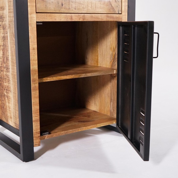 Kast van massief mangohout met metalen deur 60 cm – Kansas